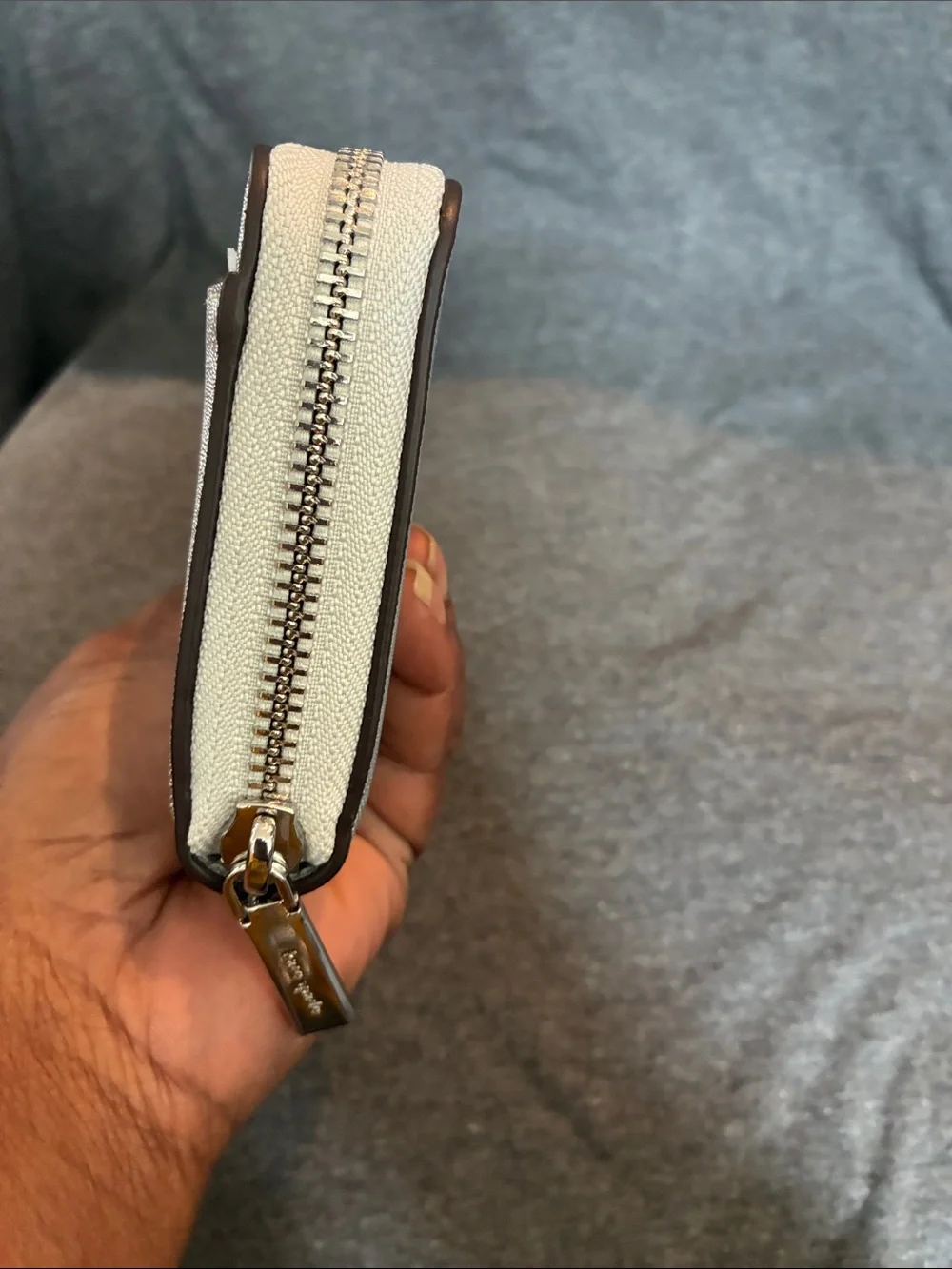 kate spade Metallic Silver Zip-Around Wallet